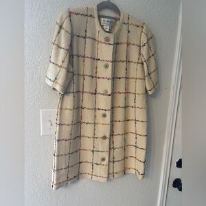 Women's Cream Plaid Cardigan by the Michael Collection